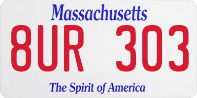 MA license plate 8UR303