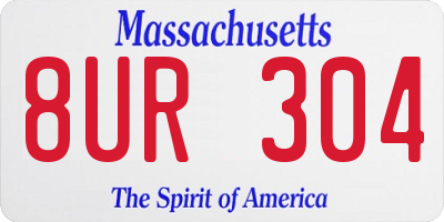 MA license plate 8UR304