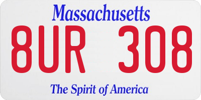MA license plate 8UR308