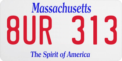 MA license plate 8UR313