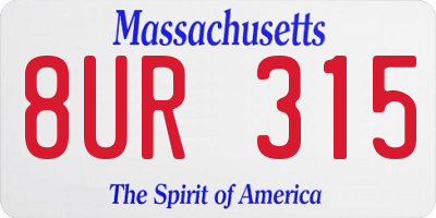MA license plate 8UR315