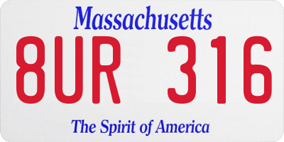 MA license plate 8UR316