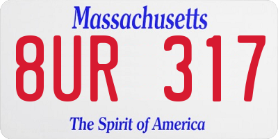 MA license plate 8UR317
