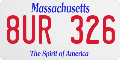 MA license plate 8UR326