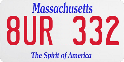 MA license plate 8UR332