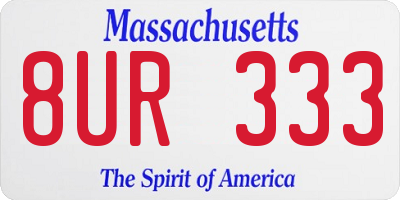 MA license plate 8UR333