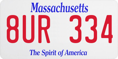 MA license plate 8UR334
