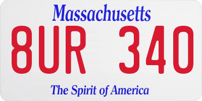 MA license plate 8UR340