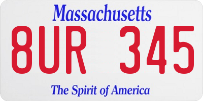 MA license plate 8UR345