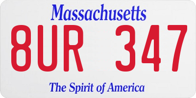 MA license plate 8UR347