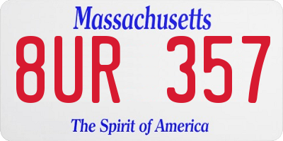 MA license plate 8UR357