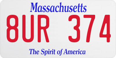 MA license plate 8UR374
