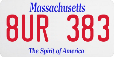 MA license plate 8UR383