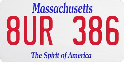 MA license plate 8UR386