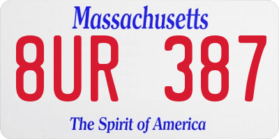 MA license plate 8UR387