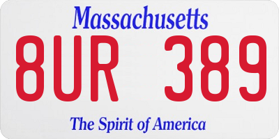 MA license plate 8UR389