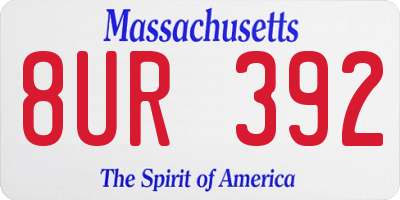 MA license plate 8UR392