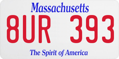 MA license plate 8UR393