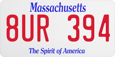 MA license plate 8UR394