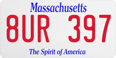 MA license plate 8UR397