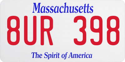 MA license plate 8UR398