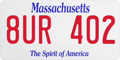 MA license plate 8UR402