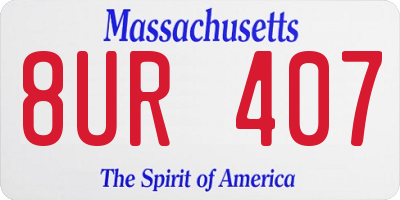 MA license plate 8UR407