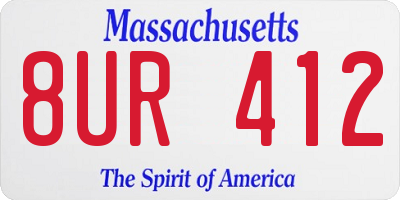 MA license plate 8UR412