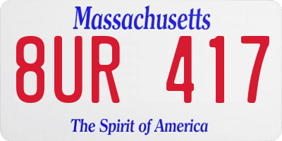 MA license plate 8UR417