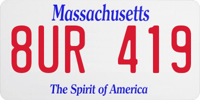 MA license plate 8UR419