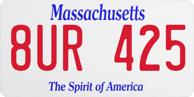 MA license plate 8UR425