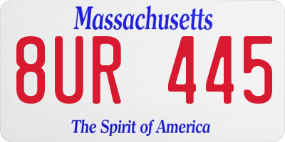 MA license plate 8UR445
