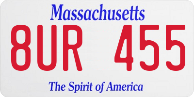 MA license plate 8UR455