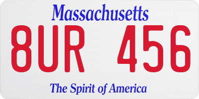 MA license plate 8UR456