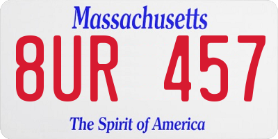 MA license plate 8UR457