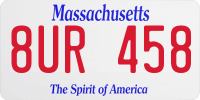 MA license plate 8UR458