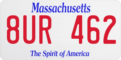 MA license plate 8UR462