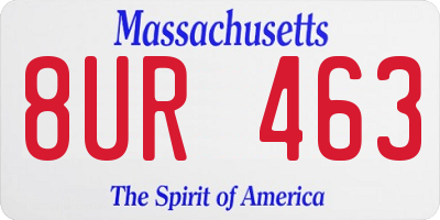 MA license plate 8UR463