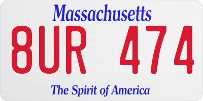 MA license plate 8UR474