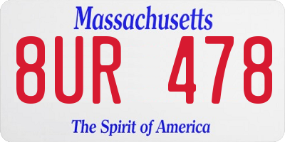MA license plate 8UR478