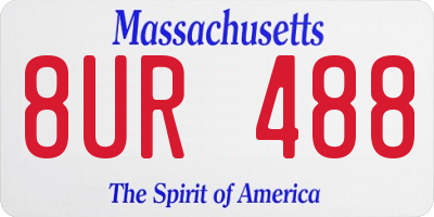 MA license plate 8UR488