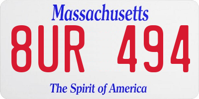 MA license plate 8UR494