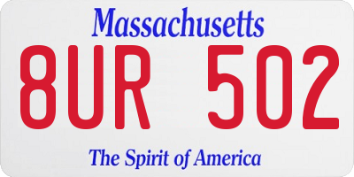 MA license plate 8UR502
