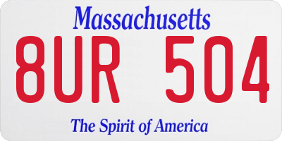 MA license plate 8UR504