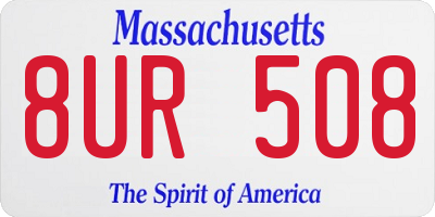 MA license plate 8UR508