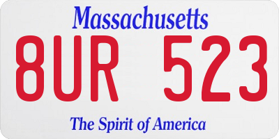 MA license plate 8UR523