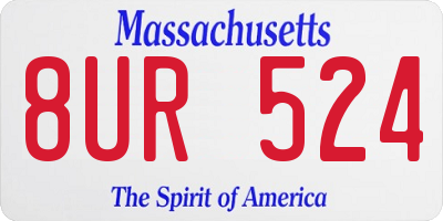 MA license plate 8UR524
