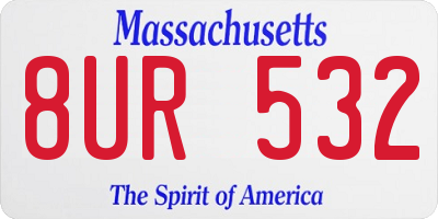 MA license plate 8UR532