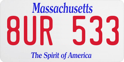 MA license plate 8UR533