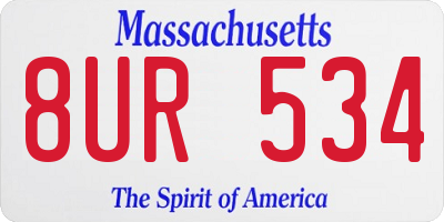 MA license plate 8UR534